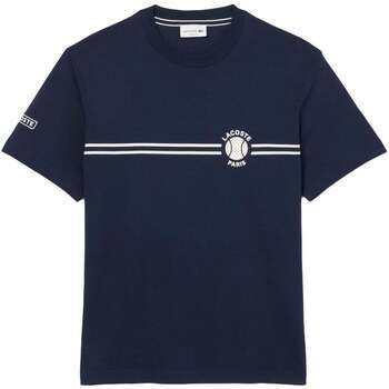 Tričká s krátkym rukávom Lacoste  Printed Embroidered Cotton Jersey T-Shirt Midnight Blue