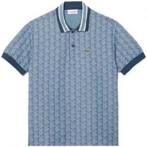 Polokošele s krátkym rukávom Lacoste  Classic Fit Monogram Jacquard Polo Shirt Blue