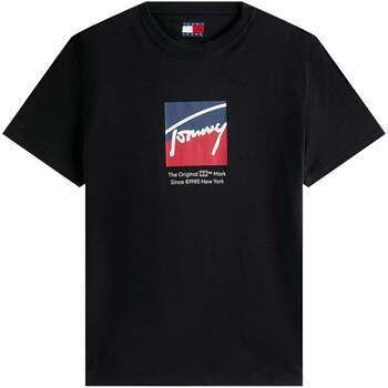 Tričká s krátkym rukávom Tommy Jeans  Graphic Print Signature Logo T-Shirt Black