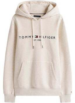 Mikiny Tommy Hilfiger  Logo Embroidery Hoodie Heathered Oatmilk