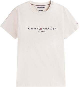 Tričká s krátkym rukávom Tommy Hilfiger  Slim Logo Embroidery T-Shirt Heathered Oatmilk