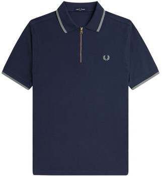 Polokošele s krátkym rukávom Fred Perry  Crepe Pique Zip Neck Polo Shirt Dark Airforce