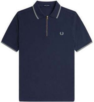 Polokošele s krátkym rukávom Fred Perry  Crepe Pique Zip Neck Polo Shirt Dark Airforce