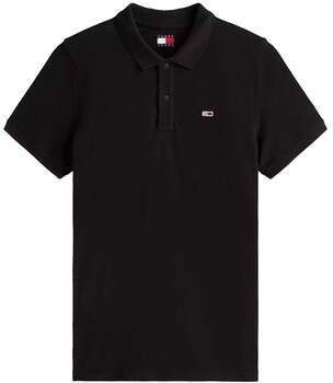 Polokošele s krátkym rukávom Tommy Jeans  Flag Slim Polo Shirt Black