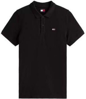 Polokošele s krátkym rukávom Tommy Jeans  Flag Slim Polo Shirt Black
