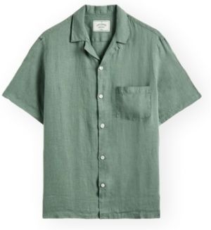 Košele s krátkym rukávom Portuguese Flannel  Linen Camp Collar Shirt - Dry Green