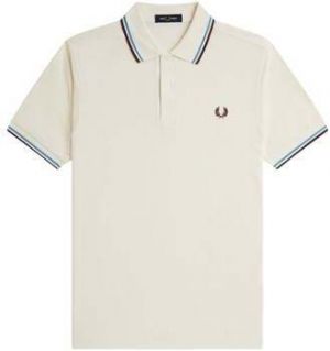 Tričká s dlhým rukávom Fred Perry  Twin Tipped Polo Shirt Ecru/Court Blue/Oxblood