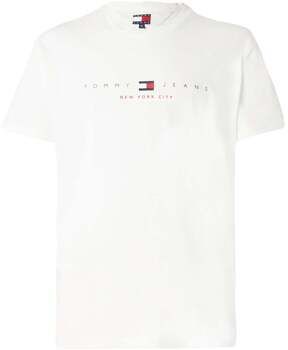 Tričká s krátkym rukávom Tommy Jeans  Flag Linear T-Shirt Ecru