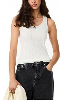 Tielka a tričká bez rukávov Lacoste  SLIM FIT POINTELLE COTTON TANK TOP