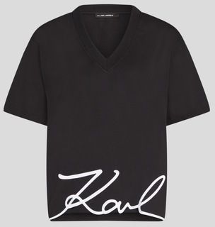Tričká s krátkym rukávom Karl Lagerfeld  KARL SIGNATURE HEM V-NK TS