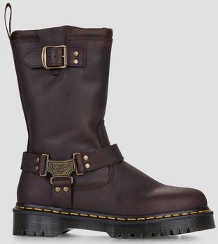 Čižmy do mesta Dr. Martens  Anistone Hi Pull On Boot Dark Brown Burnished Waxy Pull Up