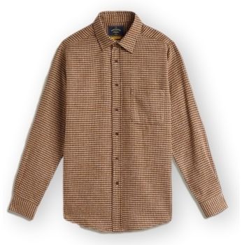 Košele s dlhým rukávom Portuguese Flannel  Abstract Pied Poule Shirt - Brown