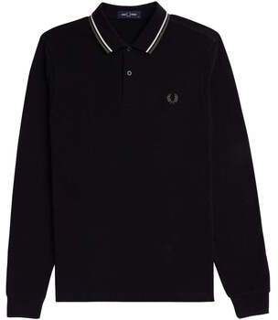 Polokošele s dlhým rukávom Fred Perry  Long Sleeve Twin Tipped Polo Shirt Black/Ecru/Green