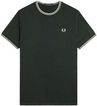 Tričká s krátkym rukávom Fred Perry  Twin Tipped T-Shirt Night Green/Snow White