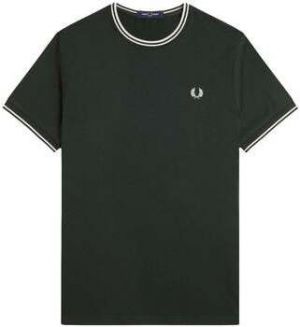 Tričká s krátkym rukávom Fred Perry  Twin Tipped T-Shirt Night Green/Snow White