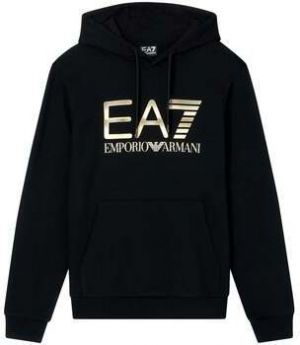 Mikiny Ea7 Emporio Armani  Logo Series Cotton Hoodie Black/Gold