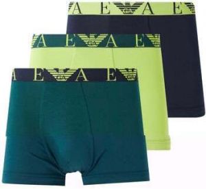 Boxerky Emporio Armani  Stretch Cotton Logo 3 Pack Trunks Blue/Pine/Lime