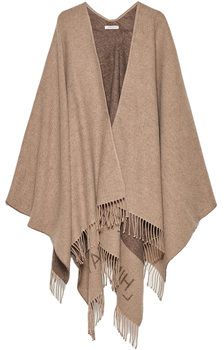Mikiny Hinnominate  Poncho In Maglieria Con Frange E Logo Jacquard