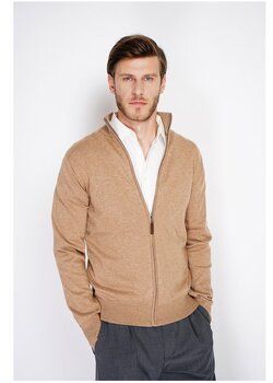 Vesty bez rukávov/Cardigany William De Faye  WFM146_CAMEL_FONCE