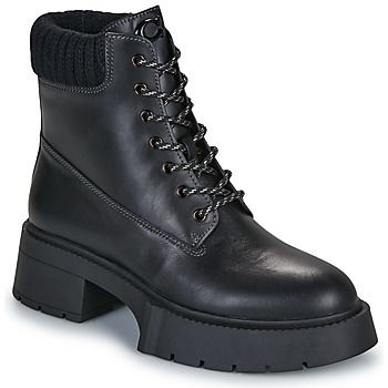 Polokozačky Coach  LEAH PLATFORM LEATHER LACE-UP BOOTIE