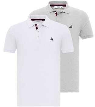 Polokošele s krátkym rukávom By Diess Collection  BY23FSBNG01-2Pack_White-GreyMelange
