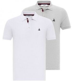 Polokošele s krátkym rukávom By Diess Collection  BY23FSBNG01-2Pack_White-GreyMelange