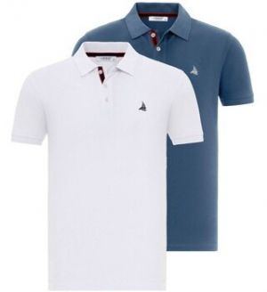 Polokošele s krátkym rukávom By Diess Collection  BY23FSBNG01-2Pack_White-Indigo