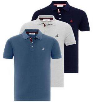 Polokošele s krátkym rukávom By Diess Collection  BY23FSBNG01-3Pack_Indigo-GreyMelange-Navy