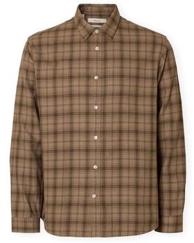 Košele s dlhým rukávom Selected  Noos Regnoah Shirt - Savannah Tan/Brown