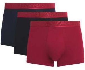 Boxerky Emporio Armani  Stretch Cotton Logo 3 Pack Trunks Black/Red