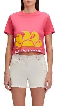 Tričká s krátkym rukávom Sundek  Cropped T-Shirt With Maxi Logo Print