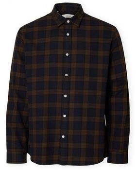 Košele s dlhým rukávom Selected  Noos Regnoah Shirt - Demitasse/Sky Captain