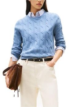 Mikiny Tommy Hilfiger  SOFT WOOL CABLE C-NK LS