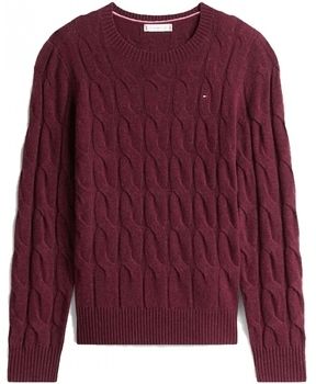 Mikiny Tommy Hilfiger  SOFT WOOL CABLE C-NK LS
