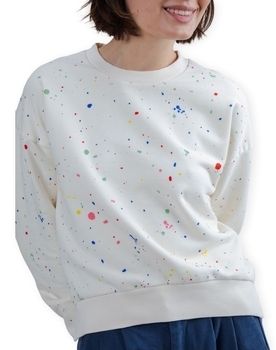 Mikiny Brava Fabrics  Splash Paint Rounded Sweatshirt - Ecru