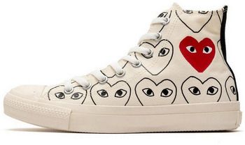 Módne tenisky Comme Des Garcons  Converse  White Heart Print