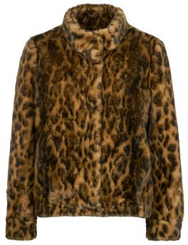 Kabáty Guess  LUNA FAUX FURE LEOPARD