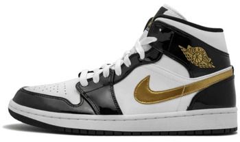 Členkové tenisky Nike  1 Mid Patent Black White Gold