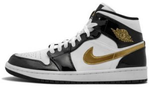 Členkové tenisky Nike  1 Mid Patent Black White Gold