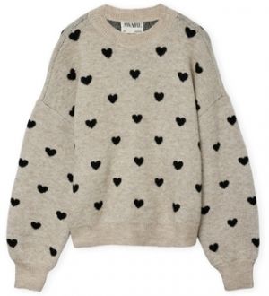 Svetre Aware  Noos Heart Knit - Plaza Taupe/Hearts Black