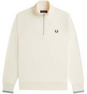 Mikiny Fred Perry  Half Zip Sweatshirt Ecru/Court Blue/Oxblood