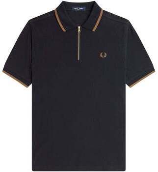 Polokošele s krátkym rukávom Fred Perry  Crepe Pique Zip Neck Polo Shirt Black