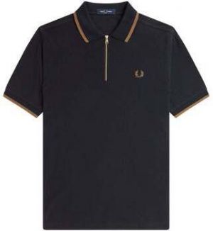 Polokošele s krátkym rukávom Fred Perry  Crepe Pique Zip Neck Polo Shirt Black
