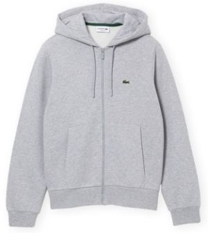 Mikiny Lacoste  Full Zip Fleece Hoodie - Grey Melange