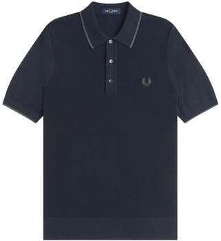 Polokošele s krátkym rukávom Fred Perry  Pique Stitch Knitted Polo Shirt Navy