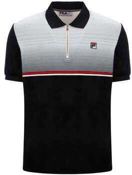 Polokošele s krátkym rukávom Fila  Paco Zip Stripe Velour Polo Shirt Black/Gardenia/Red