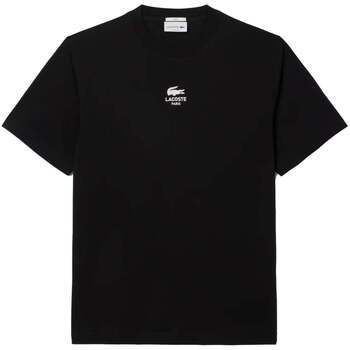Tričká s krátkym rukávom Lacoste  Signature Small Crocodile Print Cotton T-Shirt Black