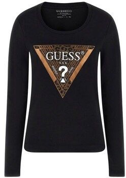 Tričká s dlhým rukávom Guess  W5BI75J1314JBLK
