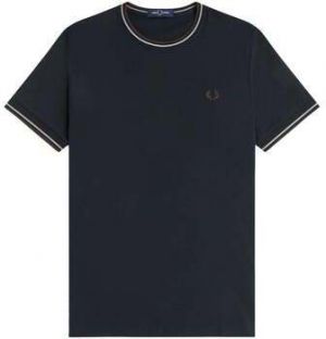 Tričká s krátkym rukávom Fred Perry  Twin Tipped T-Shirt Navy/Warm Oat/Burnt Tobacco