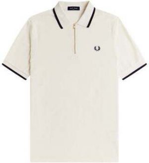 Polokošele s krátkym rukávom Fred Perry  Crepe Pique Zip Neck Polo Shirt Ecru